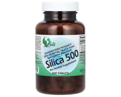 World Organic, Silica 500, 200 Tablets (50 mg per Tablet) World Organic, Silica 500, 200 Tablets (50 mg per Tablet)