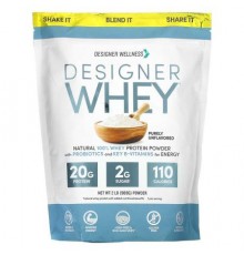 Designer Wellness, Designer Whey, Natural 100% Whey Protein Powder, Purely Unflavored, 2 lb (908 g)