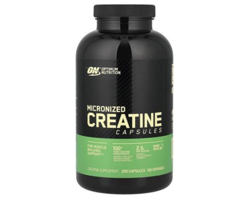Optimum Nutrition, Micronized Creatine Capsules, 200 Capsules (1.25 g per Capsule ) Optimum Nutrition, Micronized Creatine Capsules, 200 Capsules (1.25 g per Capsule )