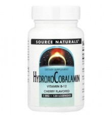 Source Naturals, HydroxoCobalamin, Vitamin B12, Cherry , 1 mg, 120 Lozenges