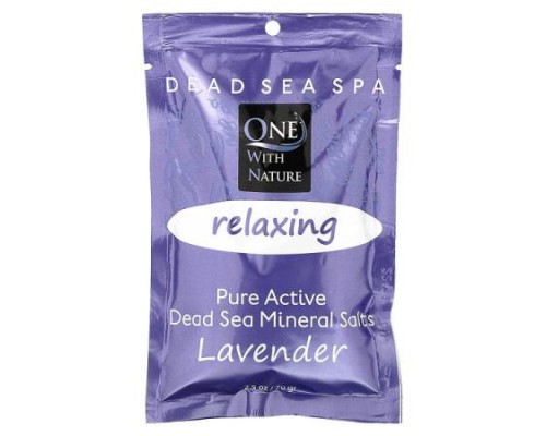 One with Nature, Dead Sea Spa, Mineral Salts, Relaxing, Lavender, 2.5 oz (70 g)