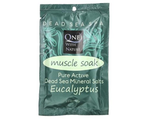 One with Nature, Dead Sea Spa, Mineral Salts, Muscle Soak, Eucalyptus, 2.5 oz (70 g)