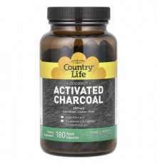 Country Life, Activated Charcoal, Coconut, 180 Vegan Capsules (260 mg per Capsule)