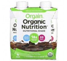 Orgain, Organic Nutrition, Nutritional  Shake, Creamy Chocolate Fudge, 4 Pack, 11 fl oz Each