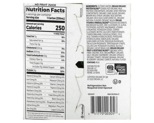 Orgain, Organic Nutrition, Nutritional Shake, Iced Cafe Mocha, 4 Pack, 11 fl oz (330 ml) Each