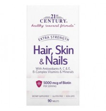 21st Century, Extra Strength Hair, Skin & Nails, 90 Tablets