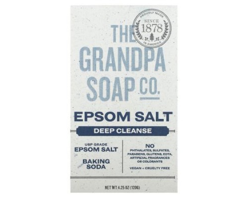 The Grandpa Soap Co., Face & Body Bar Soap, Epsom Salt, 4.25 oz (120 g)