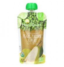 Happy Family Organics, Happy Baby, Organic Baby Food, 6+ Months, Pears, Zucchini & Peas, 4 oz (113 g)