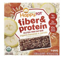 Happy Family Organics, Organics HappyTot®, Fiber & Protein Oat Bar, Organic Bananas & Carrots, 5 Bars, 0.88 oz (25 g) Each