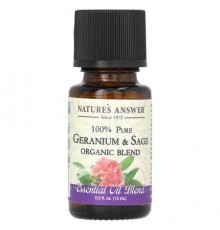 Nature's Answer, 100% Pure Organic Essential Oil Blend, Geranium & Sage, 0.5 fl oz (15 ml)