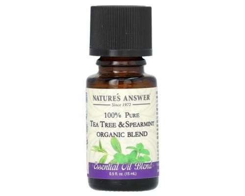 Nature's Answer, 100% Pure Organic Essential Oil Blend, Tea Tree & Spearmint, 0.5 fl oz (15 ml) Nature's Answer, 100% Pure Organic Essential Oil Blend, Tea Tree & Spearmint, 0.5 fl oz (15 ml)