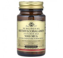 Solgar, Sublingual Methylcobalamin (Vitamin B12), 5,000 mcg, 30 Nuggets