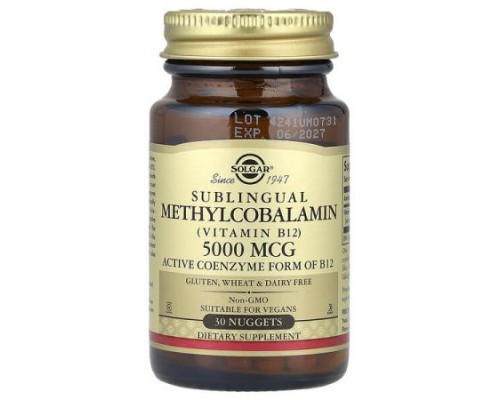 Solgar, Sublingual Methylcobalamin (Vitamin B12), 5,000 mcg, 30 Nuggets