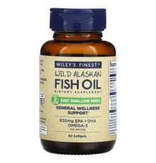 Wiley's Finest, Wild Alaskan Fish Oil, Easy Swallow Minis, 60 Softgels