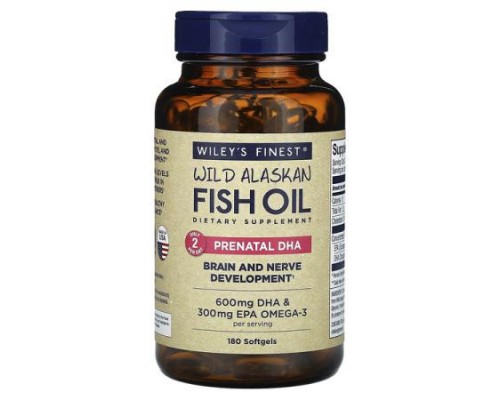 Wiley's Finest, Wild Alaskan Fish Oil, Prenatal DHA, 180 Softgels Wiley's Finest, Wild Alaskan Fish Oil, Prenatal DHA, 180 Softgels