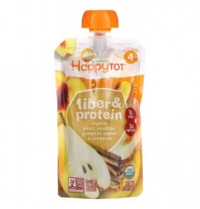 Happy Family Organics, Happy Tot, Fiber & Protein, Stage 4, Organic Pears, Peaches, Pumpkin, Apples & Cinnamon, 4 oz (113 g)