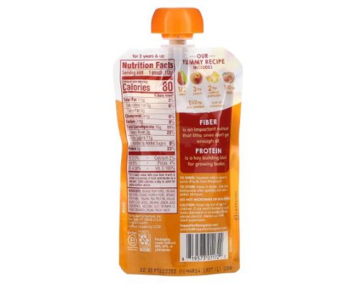 Happy Family Organics, Happy Tot, Fiber & Protein, Stage 4, Organic Pears, Peaches, Pumpkin, Apples & Cinnamon, 4 oz (113 g) Happy Family Organics, Happy Tot, Fiber & Protein, Stage 4, Organic Pears, Peaches, Pumpkin, Apples & Cinnamon, 4 oz (113 g)