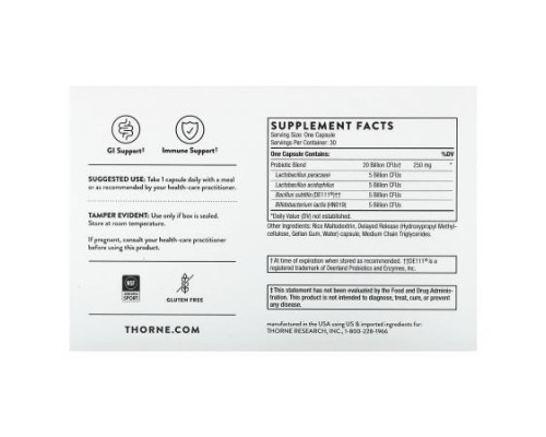 Thorne, FloraSport 20B, 30 Capsules