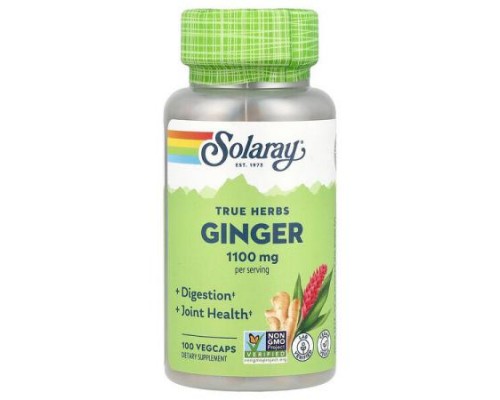Solaray, True Herbs, Ginger, 100 VegCaps (550 mg per Capsule)