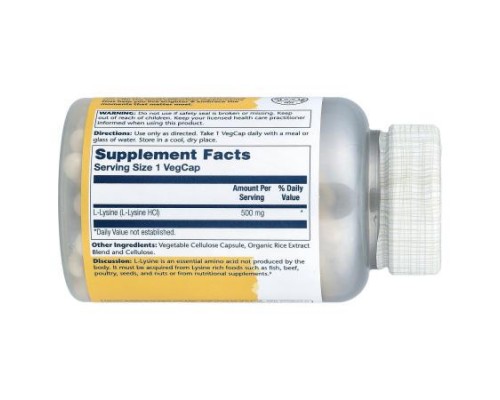 Solaray, L-Lysine, 500 mg, 120 VegCaps Solaray, L-Lysine, 500 mg, 120 VegCaps