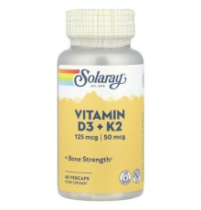 Solaray, Vitamin D3 + K2, 60 VegCaps