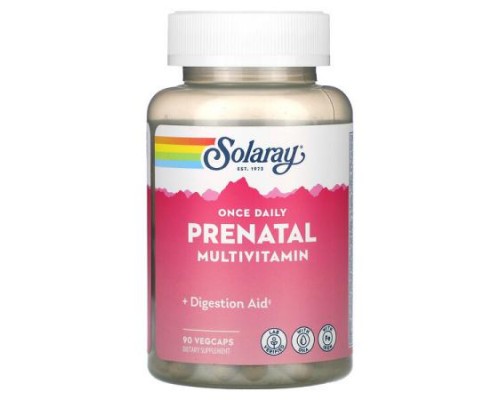 Solaray, Once Daily, Prenatal Multivitamin, 90 VegCaps Solaray, Once Daily, Prenatal Multivitamin, 90 VegCaps