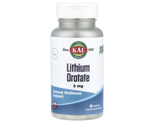 KAL, Lithium Orotate, 5 mg, 60 VegCaps
