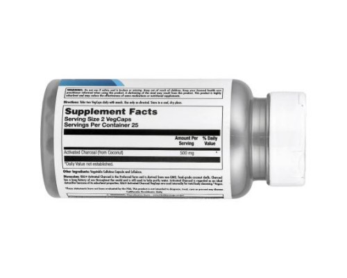 KAL, Charcoal Activated, 50 VegCaps (250 mg per VegCap) KAL, Charcoal Activated, 50 VegCaps (250 mg per VegCap)