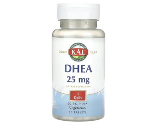 KAL, DHEA, 25 mg, 60 Tablets KAL, DHEA, 25 mg, 60 Tablets