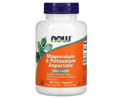 NOW Foods, Magnesium & Potassium Aspartate, 120 Veg Capsules NOW Foods, Magnesium & Potassium Aspartate, 120 Veg Capsules