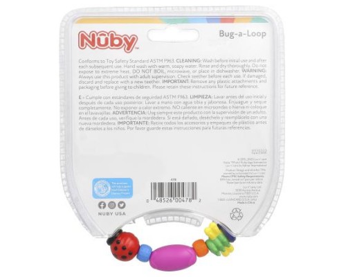 Nuby, Bug-a-Loop Teether, 3 + Months, 1 Teether