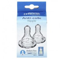 Dr. Brown's, Natural Flow®, Anti-Colic Nipples, 3 Months +, Medium Flow, 2 Pack