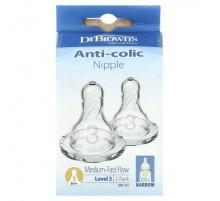 Dr. Brown's, Anti-Colic Nipple, 6 Months +, Medium-Fast Flow, 2 Pack