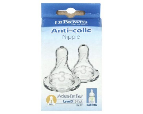 Dr. Brown's, Anti-Colic Nipple, 6 Months +, Medium-Fast Flow, 2 Pack Dr. Brown's, Anti-Colic Nipple, 6 Months +, Medium-Fast Flow, 2 Pack