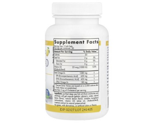 Nordic Naturals, ProOmega®-D, Lemon, 60 Soft Gels Nordic Naturals, ProOmega®-D, Lemon, 60 Soft Gels