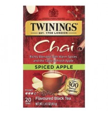 Twinings, Flavored Black Tea, Chai, Spiced Apple, 20 Tea Bags, 1.41 oz (40 g)