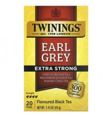 Twinings, Black Tea, Earl Grey, Extra Strong, 20 Tea Bags, 1.41 oz (40 g)