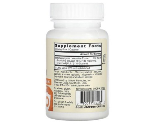 Jarrow Formulas, Beta Glucan, 250 mg, 60 Capsules Jarrow Formulas, Beta Glucan, 250 mg, 60 Capsules