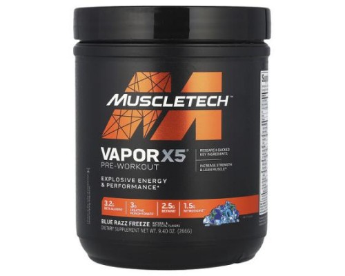 MuscleTech, VaporX5®, Pre-Workout, Blue Razz Freeze, 9.4 oz (266 g)