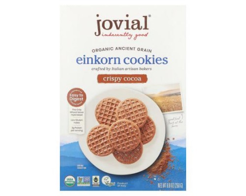 Jovial, Organic Einkorn Cookies, Crispy Cocoa, 8.8 oz (250 g)