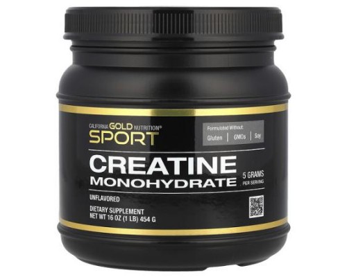 California Gold Nutrition, Sport, Creatine Monohydrate, Unflavored, 1 lb (454 g)