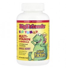 Natural Factors, Big Friends®, Multi-Vitamin & Minerals, Jungle Berry, 60 Chewable Tablets