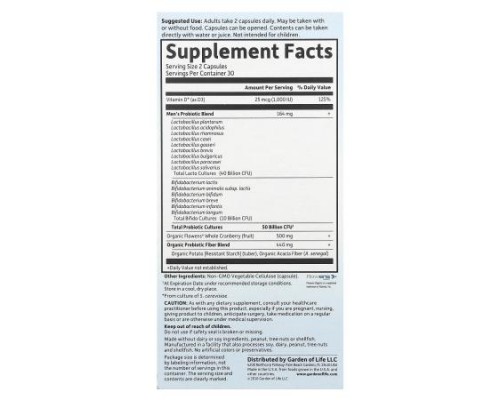 Garden of Life, Dr. Formulated Probiotics, Prostate+, 60 Vegetarian Capsules