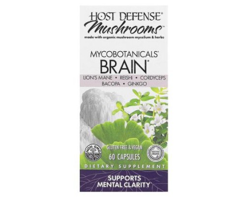Host Defense, Mushrooms, MycoBotanicals, Brain, 60 Capsules