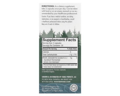 Host Defense, Mushrooms™, Reishi, 60 Capsules (0.5 g per Capsule)