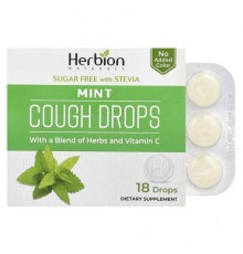 Herbion Naturals, Cough Drops, Sugar Free, Mint, 18 Drops