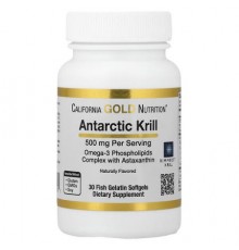 California Gold Nutrition, Antarctic Krill Oil, Omega-3 Phospholipids Complex with EPA, DHA, and Astaxanthin, Natural Strawberry and Lemon, 500 mg, 30 Fish Gelatin Softgels