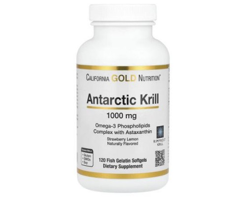 California Gold Nutrition, Antarctic Krill Oil, Omega-3 Phospholipids Complex with Astaxanthin, Natural Strawberry and Lemon, 1,000 mg, 120 Fish Gelatin Softgels California Gold Nutrition, Antarctic Krill Oil, Omega-3 Phospholipids Complex with Astaxanthin, Natural Strawberry and Lemon, 1,000 mg, 120 Fish Gelatin Softgels