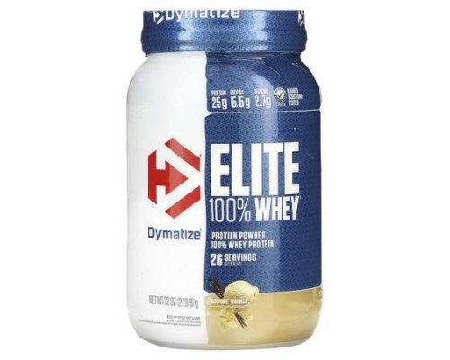 Dymatize, Elite 100% Whey Protein Powder, Gourmet Vanilla, 2 lbs (907 g)