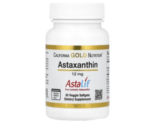 California Gold Nutrition, Astaxanthin, Astalif® Pure Icelandic, 12 mg, 30 Veggie Softgels California Gold Nutrition, Astaxanthin, Astalif® Pure Icelandic, 12 mg, 30 Veggie Softgels